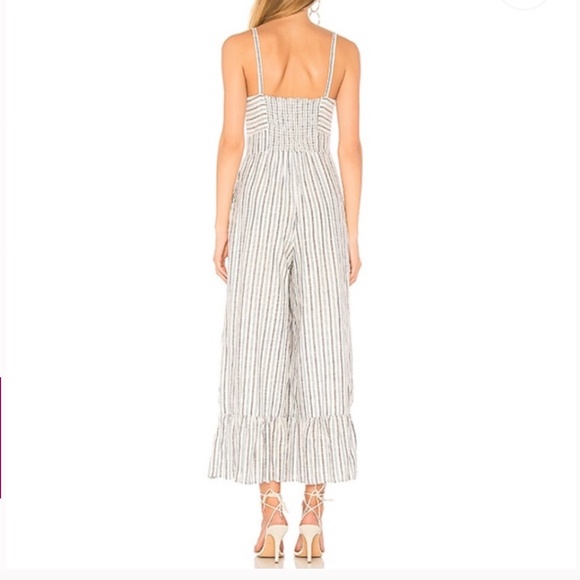 LoveShackFancy Edeline Blue and White Striped Jumpsuit - Picture 3 of 11